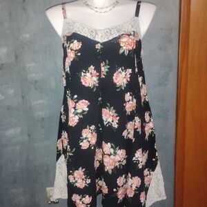 Floral Lace Trim Sleeveless Dress